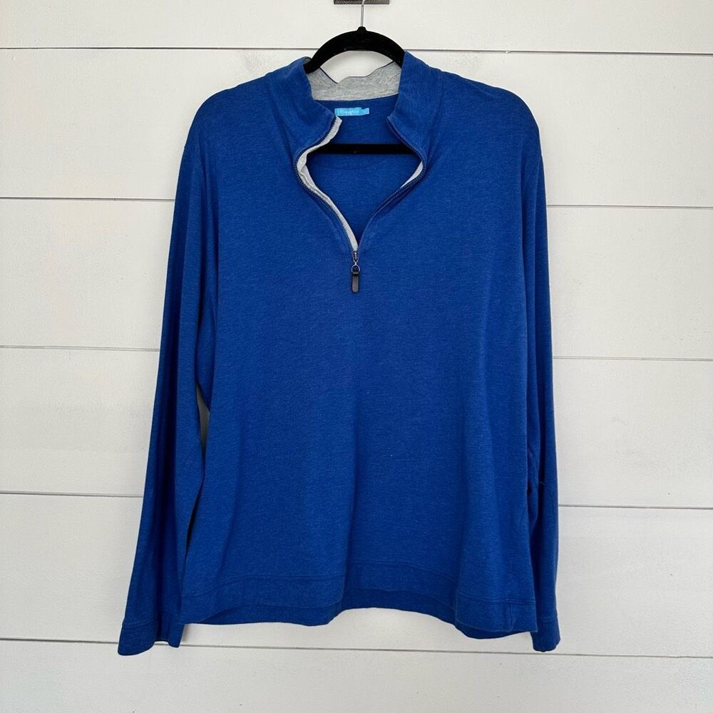 J. McLaughlin Men’s Extra Large Blue 1/4 Zip Pullover Flawed